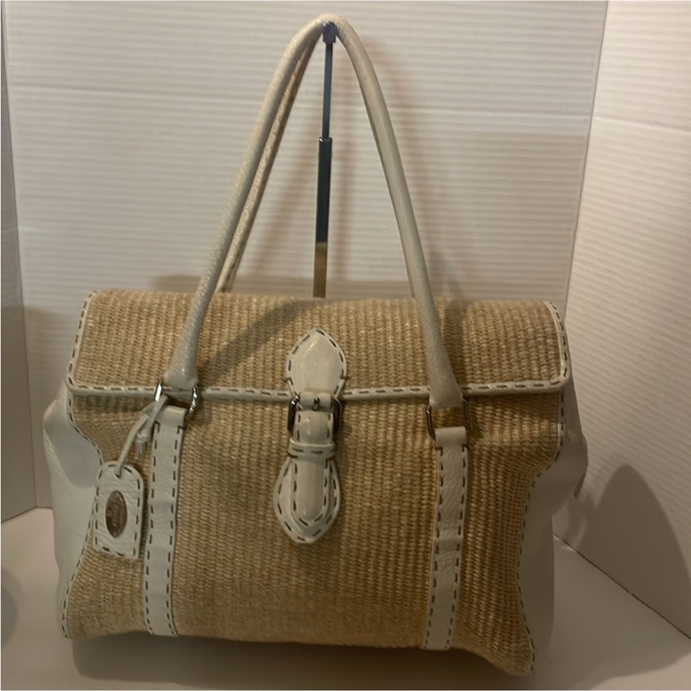 Authentic FENDI Raffia/Leather Bag